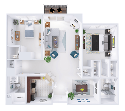a floor plan of a house with a bedroom and a living room